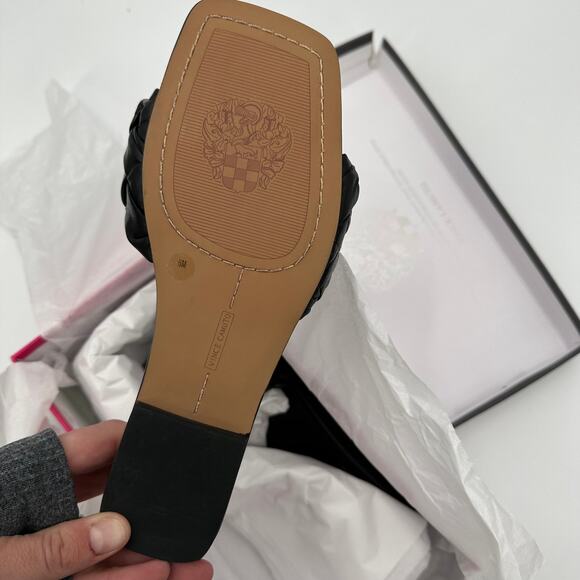 VINCE CAMUTO New in Box Antonni Black Leather Slide Sandal //  6 - Picture 12 of 13